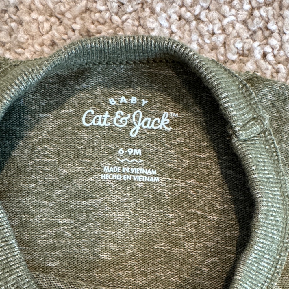 Cat & Jack Heather Olive Long-Sleeve Baby One-Piece - Picture 2 of 3